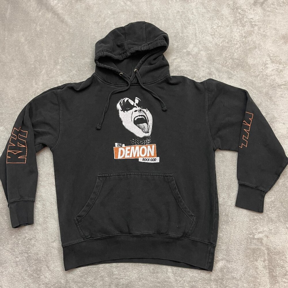 Kiss Gene Simmons The Demon Rock God Black Hoodie Size Medium